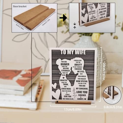 Mothers Day To My Wife Plaque | Valentines Romantic Gifts for Wife from Husband, Rustic Love Sign for Wife's Birthday, Wedding Anniversary, Christmas & Just Because