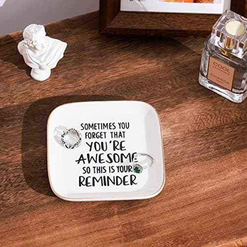 PUDDING CABIN Inspirational Gifts for Women Ring Dish You're Awesome So This is Your Remind Birthday Gifts for Women Unique, Friends Gifts for Her Mom Sister Coworker