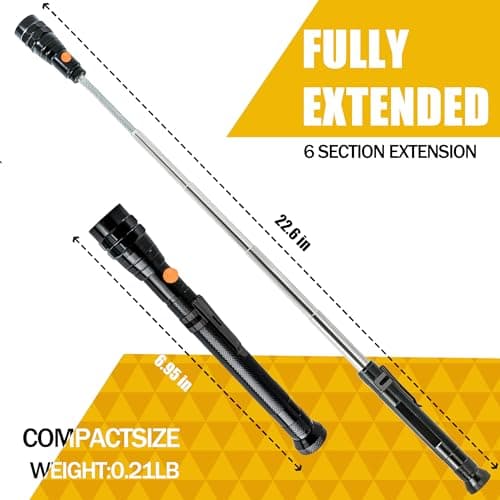 Magnetic Pickup Tool with LED Lights, Telescoping Magnet Flashlight, Cool Gadget Birthday Gifts Christmas Day Gifts for Men, Handyman, Husband, Boyfriend, Him, Father, Dad (1 Pack)