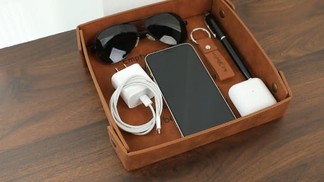 Gifts for Boyfriend, Husband, Romantic Gifts for Him, Mens Birthday Gifts Idea - Premium PU Leather Valet Tray - Best Mens Gifts for Birthday Anniversary