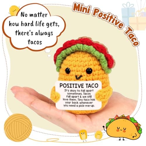 Positive Crochet Taco Christmas Birthday Gifts for Women Men Self Care Son Back to School Mom Dad Daughter Sister Friend Coworkers Relaxation Gift Desk Home Fall Decor Emotional Inspirational Support