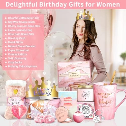 Jumway Not A Day Over Fabulous Mug Gifts Set- Birthday Gifts for Women - Funny Birthday Gift Ideas for Her,Friends, Coworkers, Her, Wife, Mom, Daughter, Sister, Aunt Ceramic Marble Mug 14 Oz