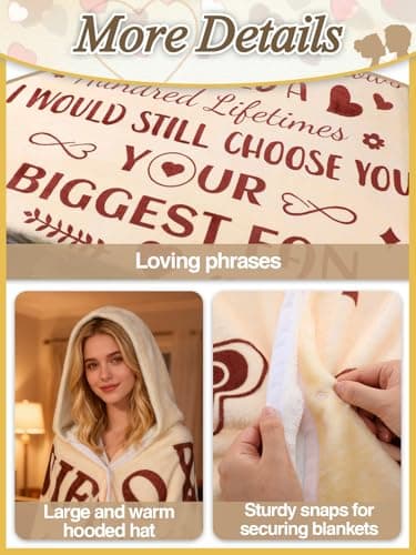 Bigmeta 47x73in Anniversary Birthday Gifts for Women from Husband - Wearable Blanket Christmas Warm Gifts for Wife, with Hoodie (Couple-Orange)