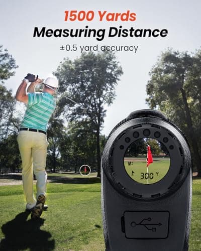 Golf Rangefinder with Slope -1500 Yards Laser Range Finder Golf for Hunter, High-Precision Flag Pole Locking Vibration, 7X Magnification, USB-C Rechargeable Rangefinders Magnet Strip
