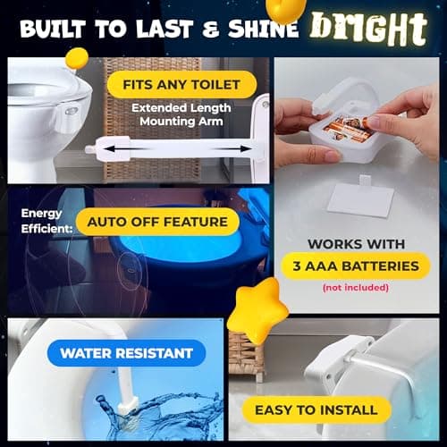 Toilet Bowl Night Light - Unique Cool Gadget with Motion Sensors & Multi Color LED - Funny Gag Gifts for Men, Dad, Husband, Boyfriend - Fun Birthday Present for Him