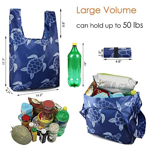 BeeGreen Reusable Grocery Bags Foldable 12 Pack Large Cute Totes - Heavy Duty Washable Holiday Cloth Gifts Bag with Handles, Reusable Gift Bulk Shopping Bags for Groceries for Women Animal Lover​