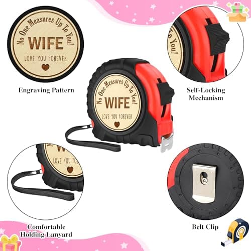 Birthday Gifts for Wife from Husband Kids,Wife Mothers Day Gift Ideas,to My Wife Anniversary Wedding Christmas Valentines Day,Romantic Gifts for Her Unique,Cute Tape Measure 16ft Tool Gift