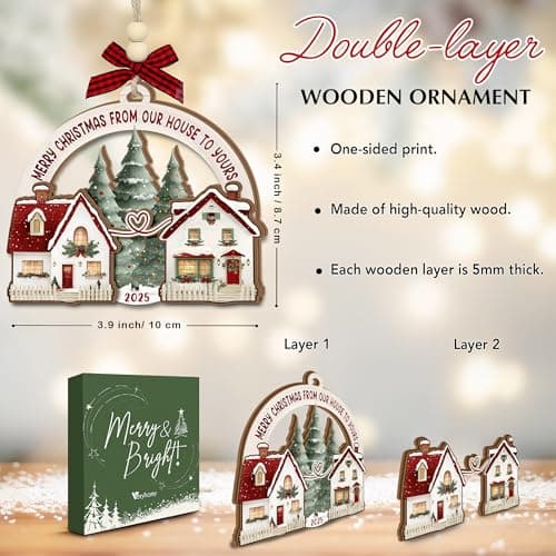 Neighbor Christmas Ornament 2025 – Neighbor for Women Men, Friendship Ornament for Bestfriends, Merry Christmas Next Door Neighbor Gift Idea, Wooden Hanging Tree Decoration