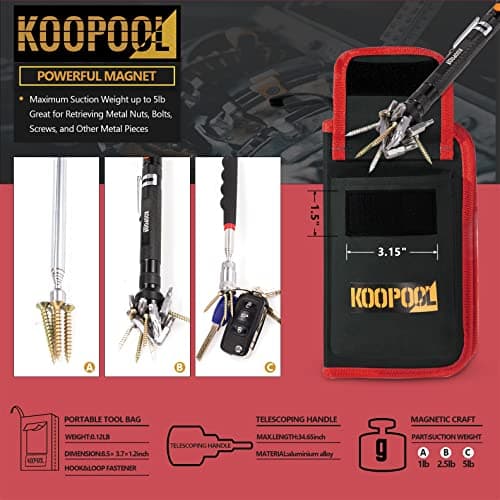 Telescoping Magnetic Pickup Tool Set, Inspection Mirror Telescoping, LED Flashlight, Cool Gadgets for Men, Gifts for Dad, Husband, Kids, Boyfriend, Magnet Stick