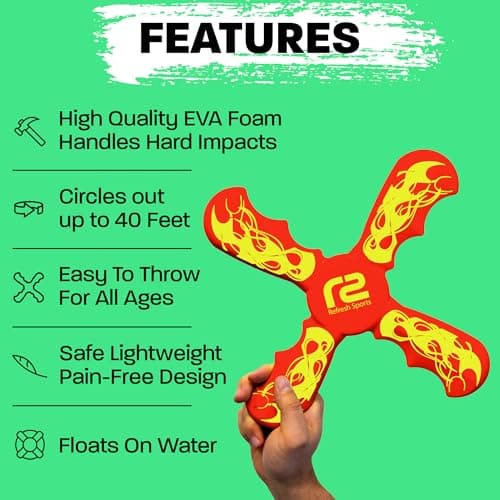 Boomerang for Kids - It Really Does Fly Back - Fun & Easy to Use Gifts for Boys & Girls - Best Toys for Ages 8-13 Gift Idea - Soft Foam Design Stocking Stuffers for Kids 6 7 8 9 10+ Year Old Boy Gifts