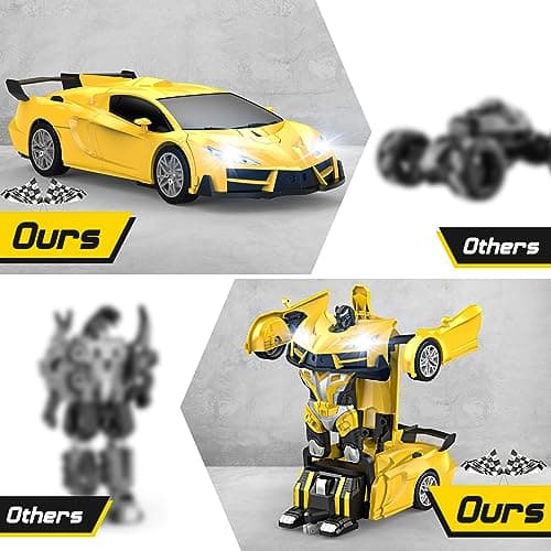 Transform Remote Control Car, RC Cars for Boys Age 3-5 6-8, One-Button Transform Toy Cars, 2.4GHz, 360° Spin, 1:16 Scale, Flashing Headlight,3-8 Year Old Grandkids Christmas Birthday Gifts