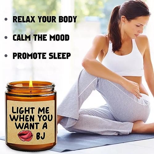 Lavender Scented Candle Gifts for Men, Naughty Candle Gifts for Him, Funny Gift from Wife, Anniversary, Sweetest Day, Valentine's Day, Birthday Gift for Husband, Boyfriend, Fiance Present