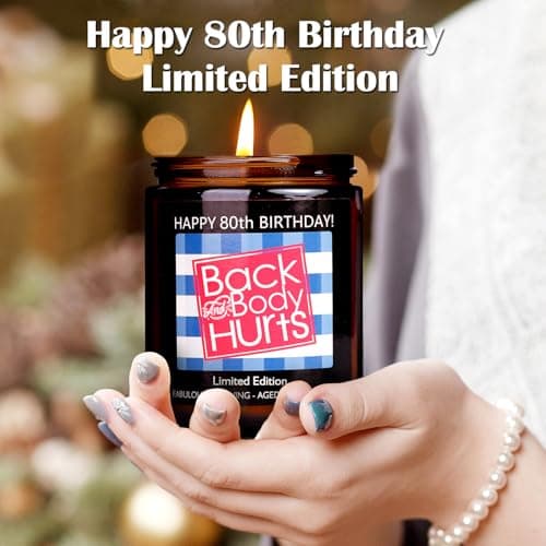 80th Birthday Gifts for Women, 80th Birthday Gifts for Men, Happy Decorations Scented Candles for Dad Mom Card Cake Topper Napkins Banner Balloons Party Best 80 Year Old Ideas