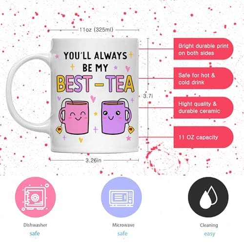 Gossby Friend Coffee Mug - BEST-TEA - Gifts for Best Friend Women - Christmas Friendship Gift for Female Friend - Best Friends Birthday Gift - Besties BFF Gifts - 11oz White Ceramic Cup