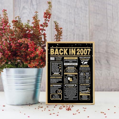 18th Birthday Card, 18th Birthday Decorations for Girls Boys, 18th Birthday Gifts for Son Daughter, Back in 2007 Birthday Card, Black Gold