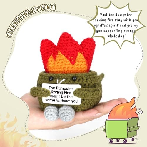 Funny Dumpster Crochet Fire, Bosses Day Gifts for Women Men Boss, Christmas Thank You Appreciation Gifts for Coworker Teacher Friend, Birthday Retirement Farewell Moving Going Away Gift Desk Decor