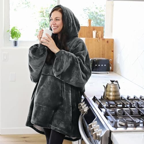 Catalonia Oversized Blanket Hoodie Sweatshirt, Wearable Sherpa Lounging Pullover for Adults Women Men