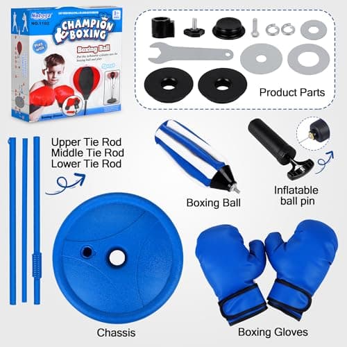 Punching Bag for Ages 3 4 5 6 7 8+ Years Old Kids, Boxing Bag Set Toy with Boxing Gloves, Height Adjustable Punching Bag, Sport Toy for Boys & Girls, Ideal Christmas Birthday Gift for Kids