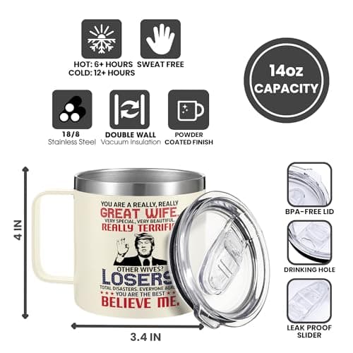 Gifts for Wife from Husband - Wedding Anniversary for Women, Birthday, Mothers Day, Christmas Wife Gifts for Her - Romantic Love Gift for Her - 14 Oz Stainless Steel Coffee Mug