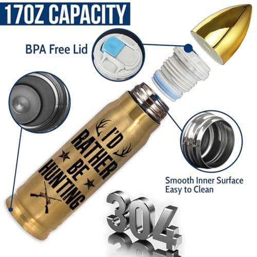 Limima Limima Hunting Gifts for Men – Funny 17oz Tumbler with Lid, I'd Rather Be Hunting Design, Unique Christmas, Xmas and Birthday Gift for Hunters, Perfect for Dad, Son, Husband, or Friends