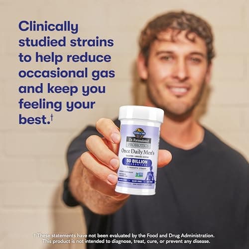 Garden of Life Garden of Life Probiotics for Men, Dr Formulated 50 Billion CFU 15 Probiotics for Digestive Health + Organic Prebiotic Fiber, Colon & Immune Support, Daily Gas Relief, Shelf Stable, 30 Capsules