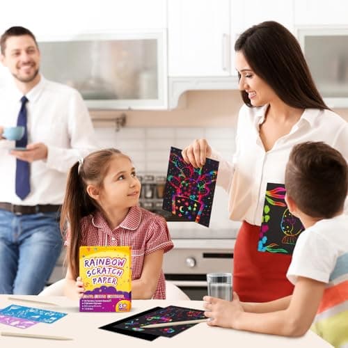 FUNNYB&G Rainbow Scratch Paper Art for Kids - 60 Pcs Magic Rainbow Scratch Paper Off Set Scratch Easter Crafts Arts Supplies Kits Pads Sheets for Party Games Halloween Christmas Birthday Gifts