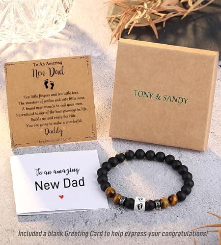 TONY & SANDY First Time Dad Gifts, Daddy to be Bracelet, New Dad Gifts for Men on Father's Birthday Christmas