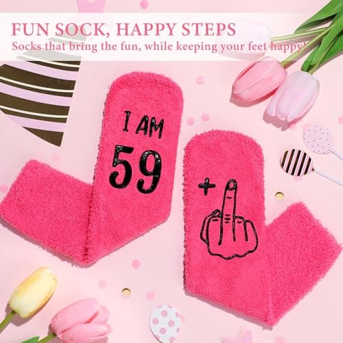 60th Birthday Gifts for Women Funny 60 Year Old Birthday Gifts for Women Turning 60 Gift for Woman Happy 60th Bday Decorations for Woman Mom Her - Wine Glass Makeup Bag Candle Socks