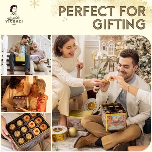 Matilde Vicenzi Roma Cookie Gift Tin - Italian Pastries & Cookies in Individually Wrapped Trays - Bakery Dessert Gifts For Birthdays, Thank You, Get Well and Every Special Occassion - Puff Pastry, Assorted Cookies in Italian Design Gift Tin 32.5oz (920g)