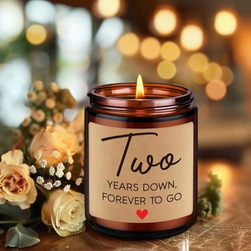 Fairy's Gift 2 Year Anniversary Candle Gifts for Him Her Boyfriend GF Wife Husband - Cotton 2nd Anniversary Couple Gifts Ideas - Two Year Wedding Anniv. Presents for Couples, Happy Second Anniv.
