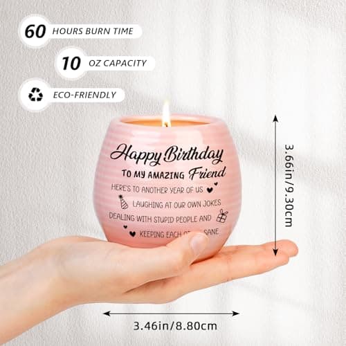 Happy Birthday Gifts for Women - Funny Best Friend Friendship Birthday Gifts for Women Bestie BFF Coworker Classmate - 10oz Lavender Scented Soy Wax Candle