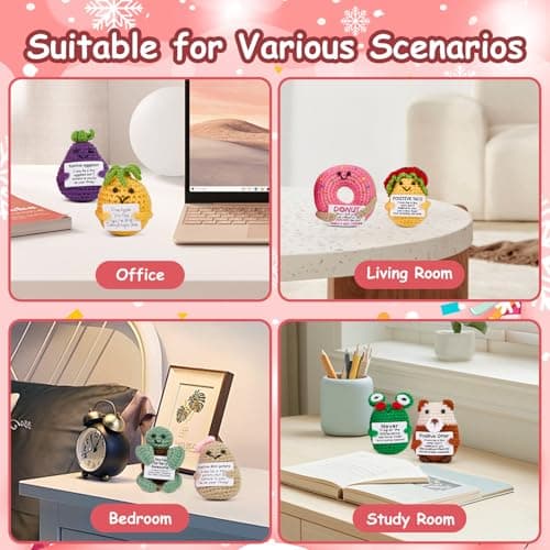 Advent Calendar 2025, 24 Days Positive Crochet Animals Christmas Countdown Calendar for Kids, Teens, Adults, Handmade Emotional Support Crochet Toys with Positive Card for Birthday, Christmas Gifts