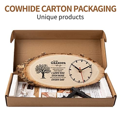 BeauGift Gifts for Grandpa Wooden Clock, Birthday Gifts for Grandpa from Granddaughter Grandchild, Best Grandpa Ever Gifts to My Grandpa Gifts