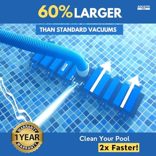 Aquatix Pro Pool Vacuum Head, 22" Extra Large Commercial Grade, 10 Weighted Plates, 2 x Hose Adapter, Aluminium Handle, Stainless Steel Balls, Flex Swivel Swimming Pool Head with Bottom Brush