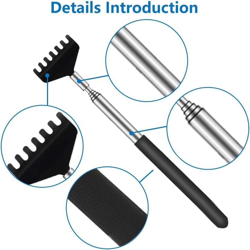 6 Pack Extendable Back Scratcher - Portable Telescoping Metal Back Scratchers/Hand Massager with Soft Rubber Handles for Thanksgiving, Birthday, Christmas Gifts