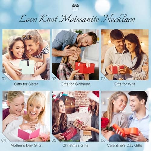 MOOSEA Love Knot Moissanite Necklace for Women, 1-3 ct D Color VVS1 Clarity Moissanite Pendant Necklace 925 Sterling Silver, Anniversary Birthday Gifts for Women Wife Mom Girlfriend Jewelry Gifts