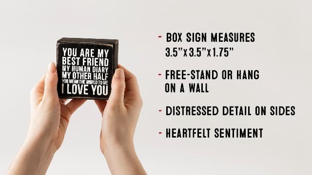 Primitives by Kathy 35169 Box Sign, 3.5" x 3.5", My Other Half , Black