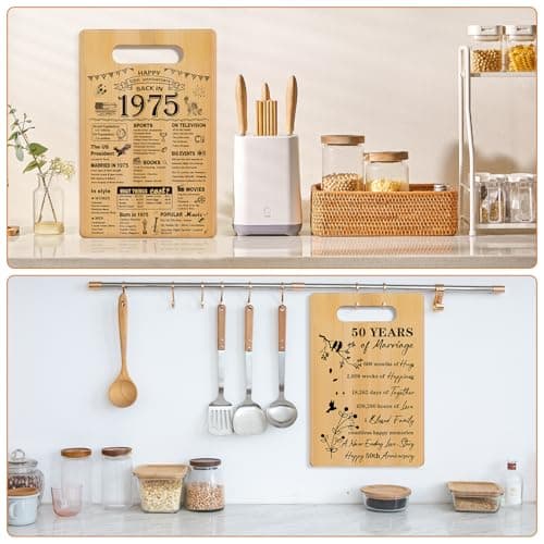 50th Wedding Anniversary for Women Men,Back In 1975&50 Years of Marriage Double sided Cutting Board Gift for Her Him,best 50 years anniversary Decorations for couple