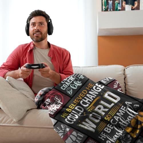 Basketball Coach Gifts for Men Throw Blanket 60 x 50 Inch, Gifts for Basketball Coach