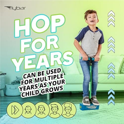 Flybar My First Foam Pogo Jumper for Kids Fun and Safe Pogo Stick for Toddlers, Durable Foam and Bungee Jumper for Ages 3 and up, Supports up to 250lbs