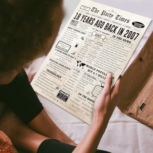 Huameigf Happy 18th Birthday Card for Son Daughter, Vintage 18th Birthday Gifts for Girls Boys, Retro 18 Year Old Birthday Decorations for Her Him, Best Gifts for 18 Bday Niece Nephew Friend