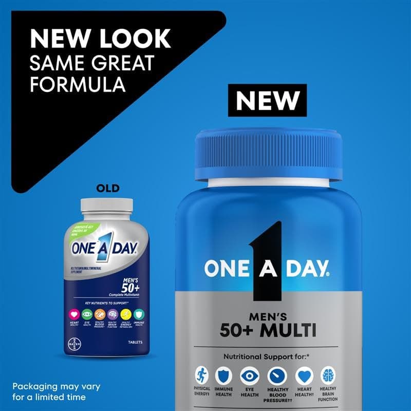 ONE A DAY One A Day Men’s 50+ Healthy Advantage Multivitamin, Multivitamin for Men with Vitamins A, C, E, B6, B12, Calcium and Vitamin D, Tablet, 200 Count (Pack of 1)