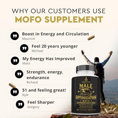 Ancestral Supplements Ancestral Supplements Mofo, Supplements for Men, Support for Energy Levels and Overall Men's Health and Wellness, Non-GMO Grass Fed Beef Organ Supplement with Liver, No Fillers, 180 Capsules