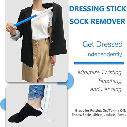 35.5 Inch Long Handled Shoe Horn, Dressing Stick, Sock Remover Aid Helper - Versatile, Adjustable Dressing Aid for Shoes, Socks, Shirts, Pants - Long Shoe Horn, Shoe Horn Long Handle for Seniors