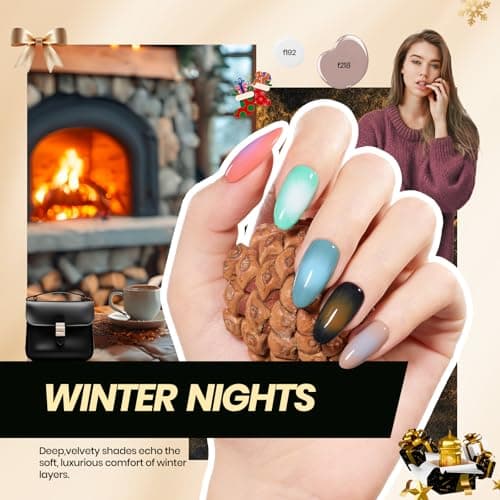 Beetles Gel Nail Polish Kit with U V Light -54 Pcs Gel Nail Kit Four Seasons Glow 32 Colors Set with Base Matte & Glossy Top Coat Soak Off Home Salon DIY Manicure Christmas Gifts for Women Teen Girls