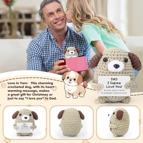 Gifts for Dad, Papa, Daddy - Son & Daughter's Funny Handmade Crochet Puppy - Thoughtful Birthday, Father's Day, Christmas, Valentine's Day, Easter, Thanksgiving