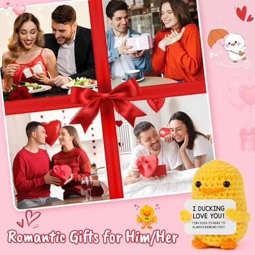 MBL Anniversary for Men Women Her - Funny Small Cute Crochet Duck Gifts for Women Men Wife Husband Girlfriend Boyfriend Fiance Couple Lover Him Birthday Wedding Christmas Stocking Stuffers Present