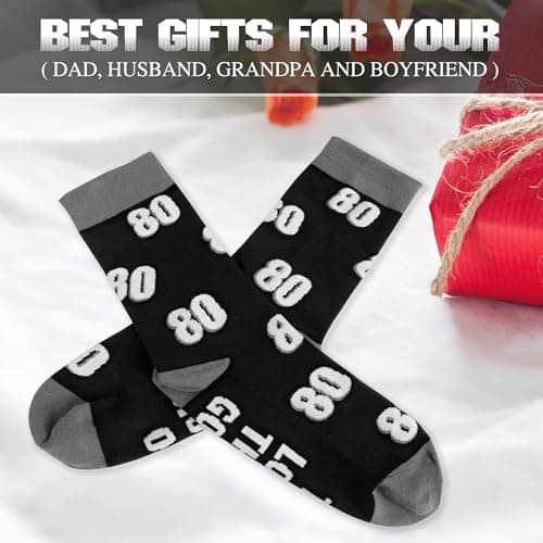 40th 50th 60th Birthday Gifts for him，Men 40th 50th 60th Birthday Decorations, Funny Black Crew Cotton Socks