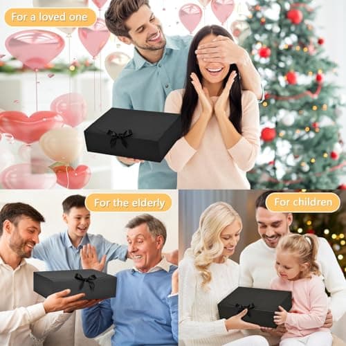12Pack Black Gift Boxes with Lids, 12×9.8×3.1 Inch Groomsmen Proposal Box, Luxury Black Gift Box with Ribbon for Bridesmaid Box, Graduation, Christmas, Wedding, Birthday, Party