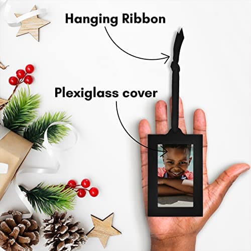 Americanflat Family Tree Picture Frame - Includes 6 Hanging 2x3 Picture Frames - Adjustable Ribbon Tassels - Ideal as Mother’s Day Gifts, Birthday Gifts, or Christmas Decor - Black and Bronze